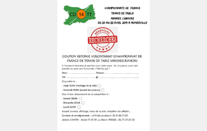 RECHERCHE BENEVOLES : Championnat de France Minimes Juniors