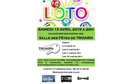 LOTO TROARN Tennis de Table 13 avril 2019